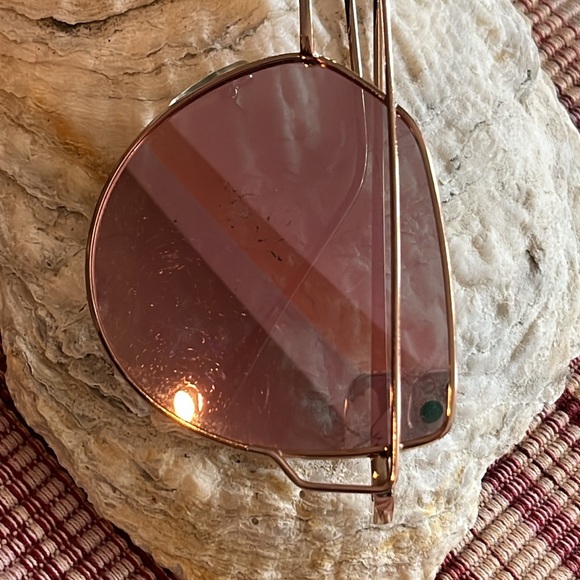 Fashion sunglasses mirrored & tinted unisex pink tint gold wire - Picture 2 of 9